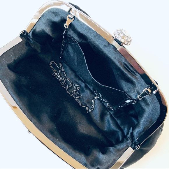 Satin & Rhinestone Kiss-Lock Evening Bag EUC - Picture 5 of 7